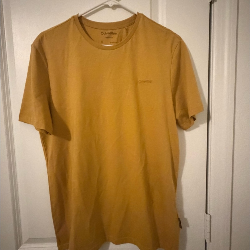 Calvin Klein Men's Mustard Yellow Crew Neck Tee